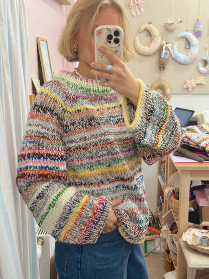 Langærmet striktrøje | Str. L