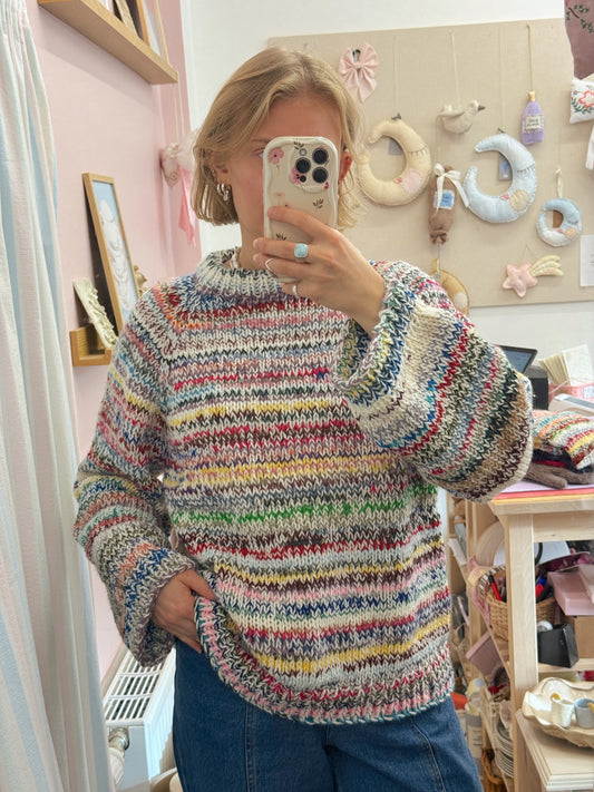 Langærmet striktrøje | Str. XL