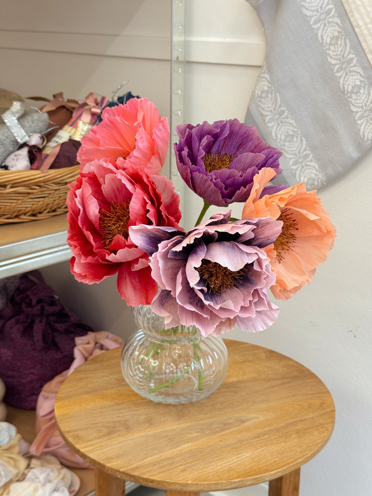 DIY-kit, blomster i crepepapir (5 stk)