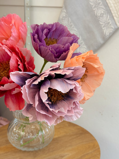 DIY-kit, blomster i crepepapir (5 stk)