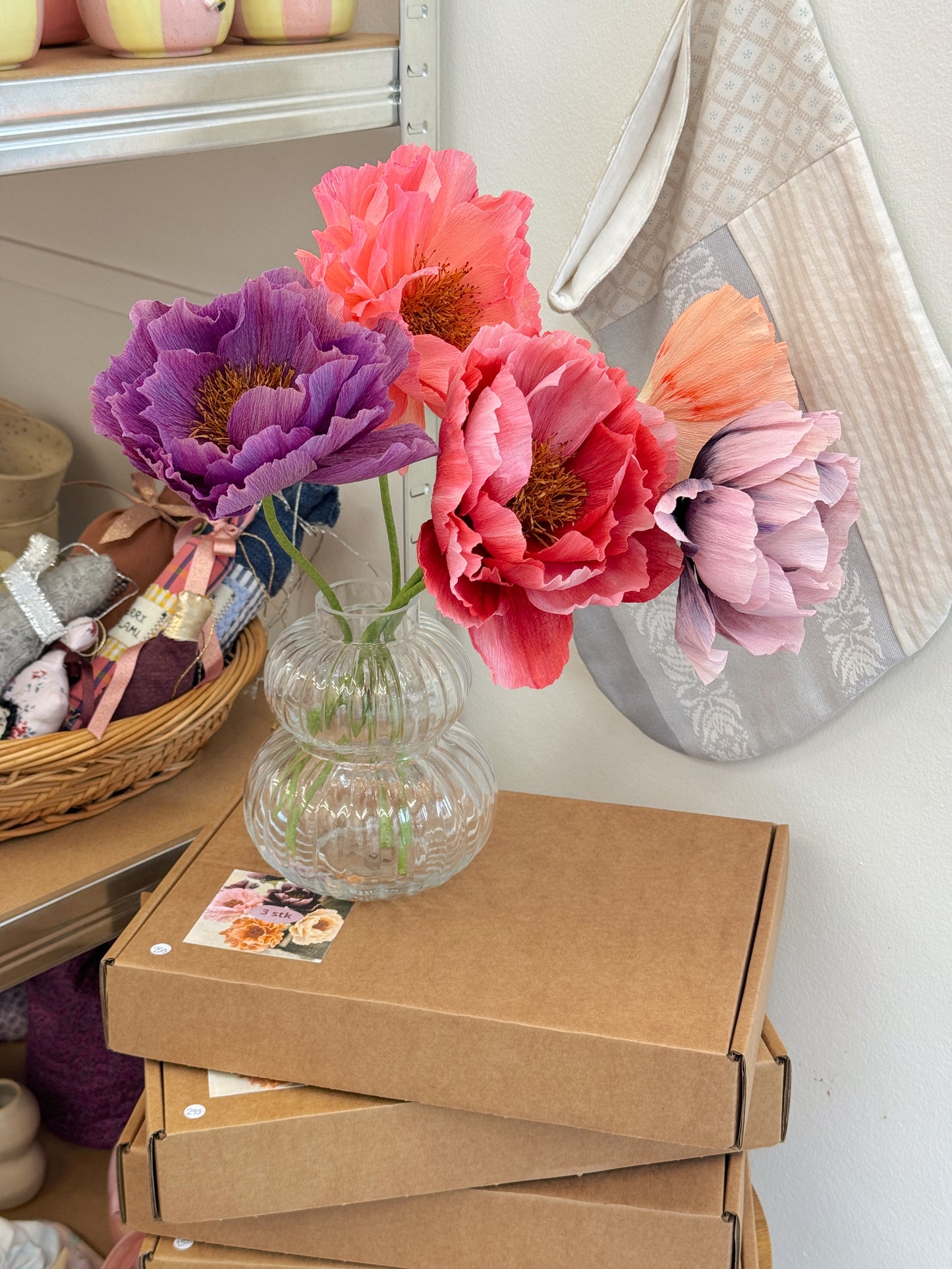 DIY-kit, blomster i crepepapir (5 stk)