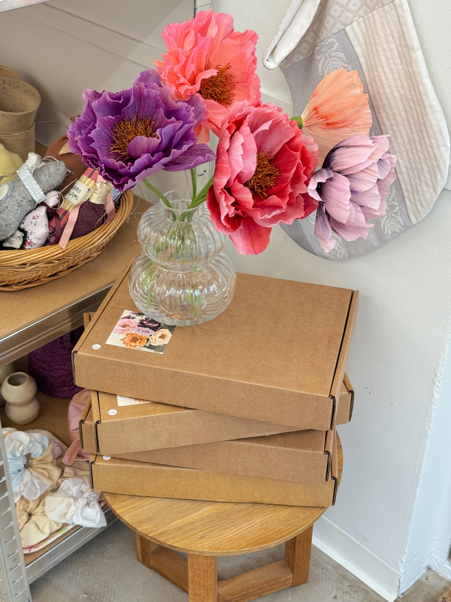 DIY-kit, blomster i crepepapir (5 stk)