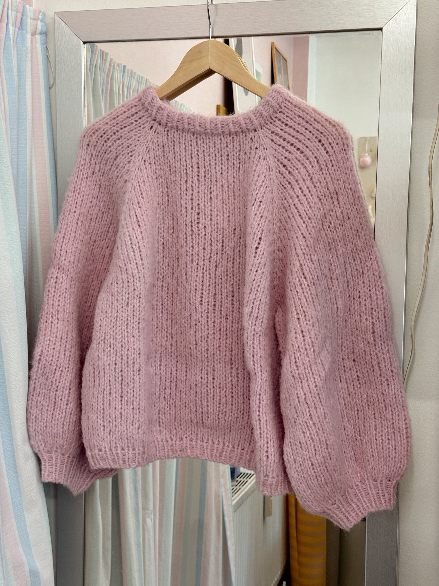 Langærmet striktrøje | Alpaca/Silke
