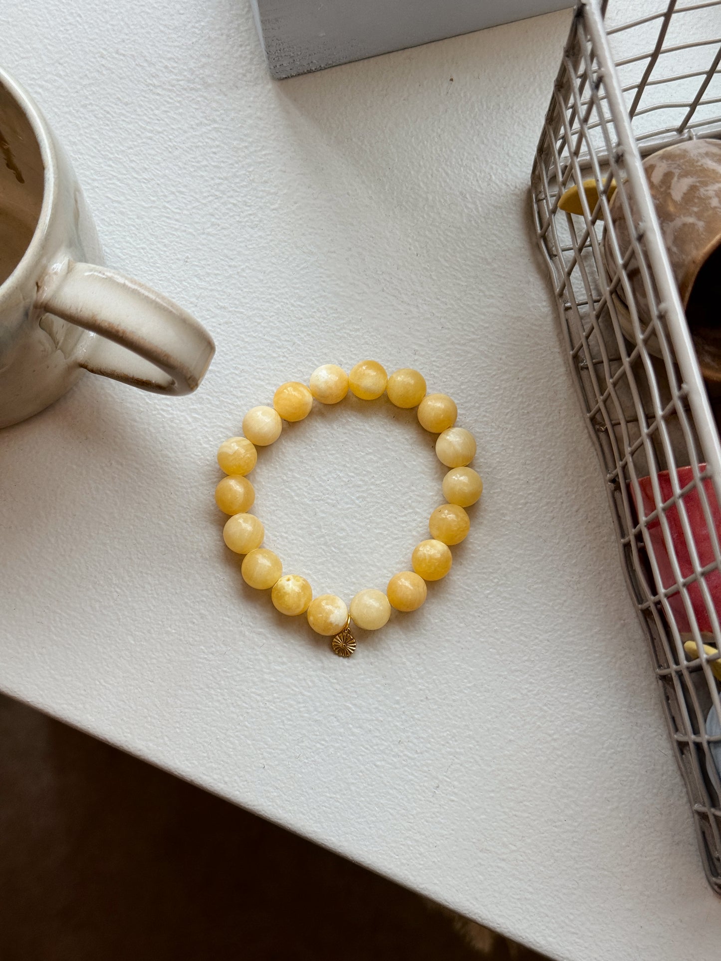 Armbånd m. natursten | Gul