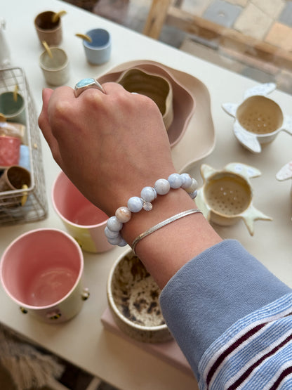 Armbånd m. natursten | Lyseblå