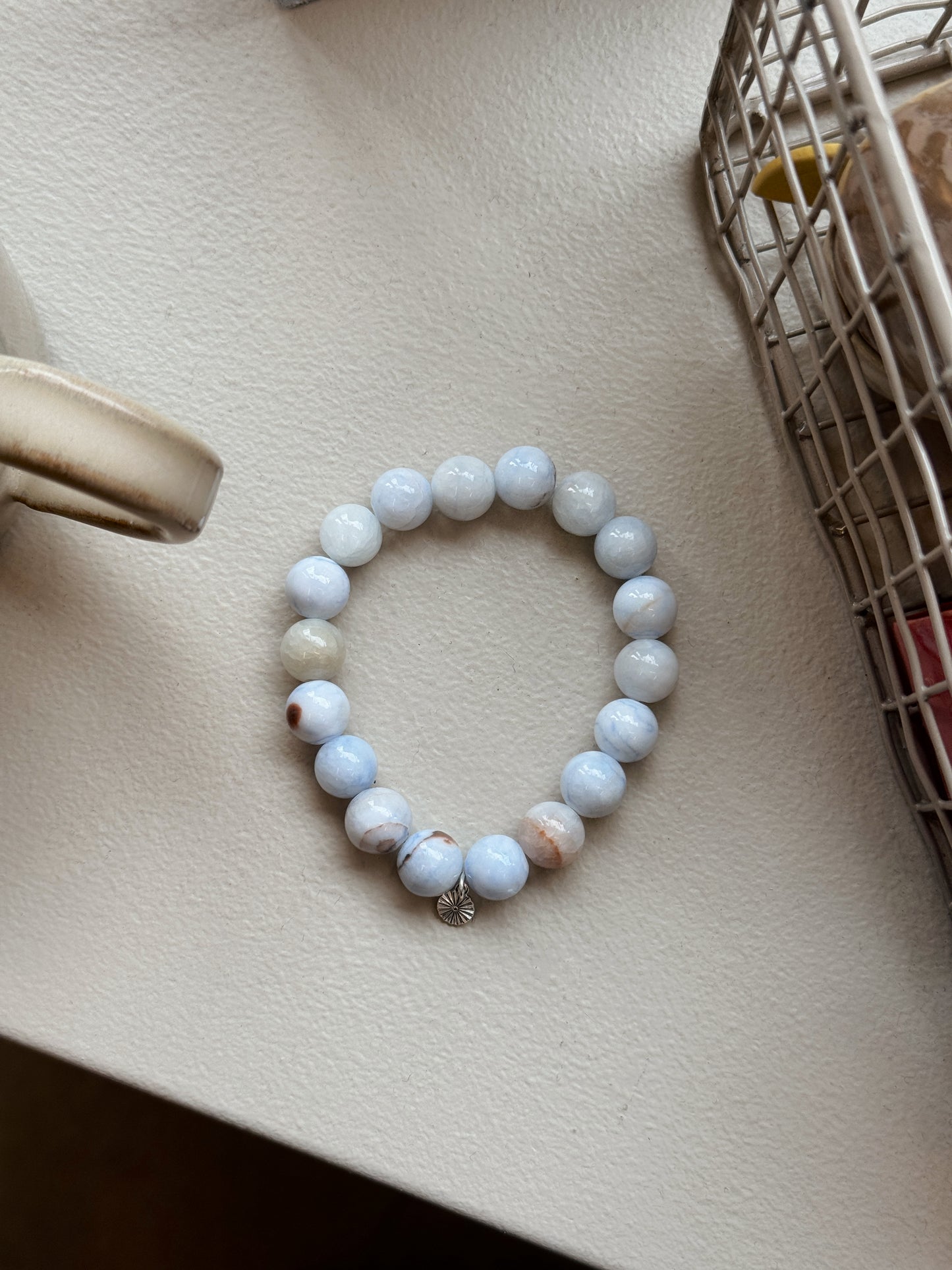Armbånd m. natursten | Lyseblå