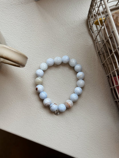 Armbånd m. natursten | Lyseblå