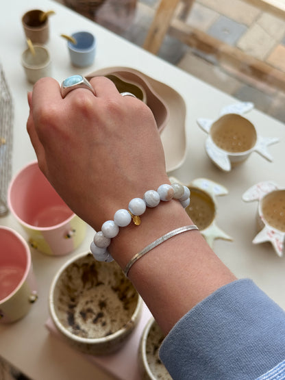 Armbånd m. natursten | Lyseblå