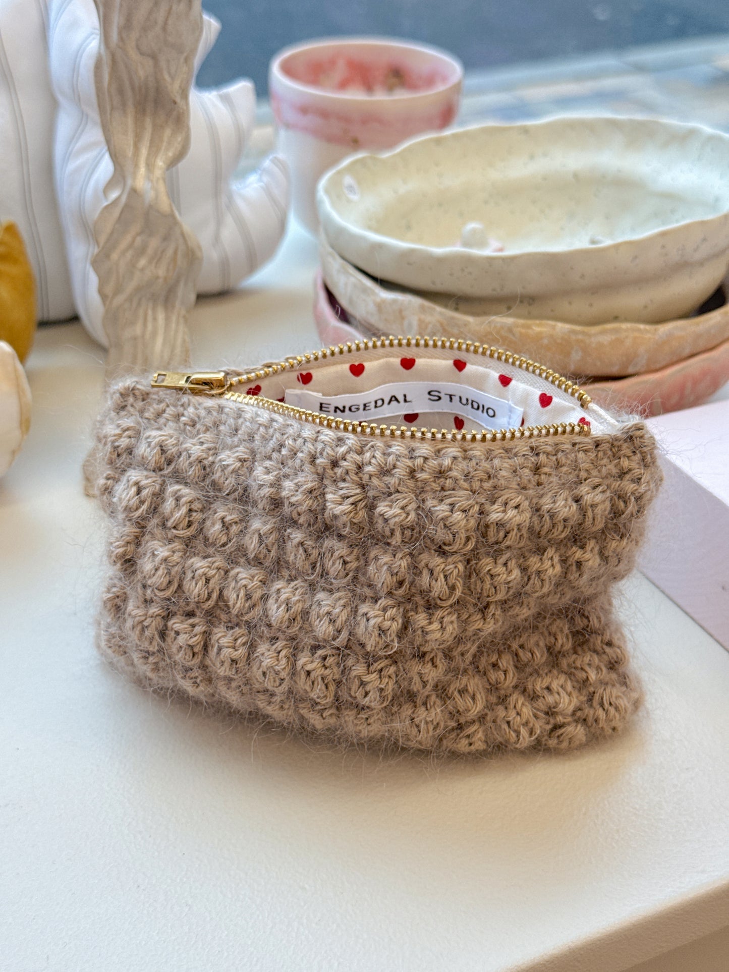 Bubble Clutch, lille | Lys brun