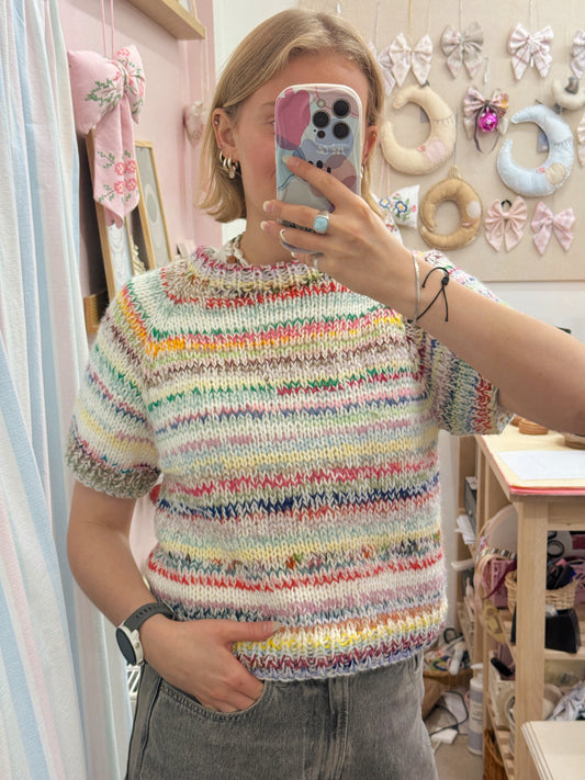 Kortærmet striktrøje | Str. XS