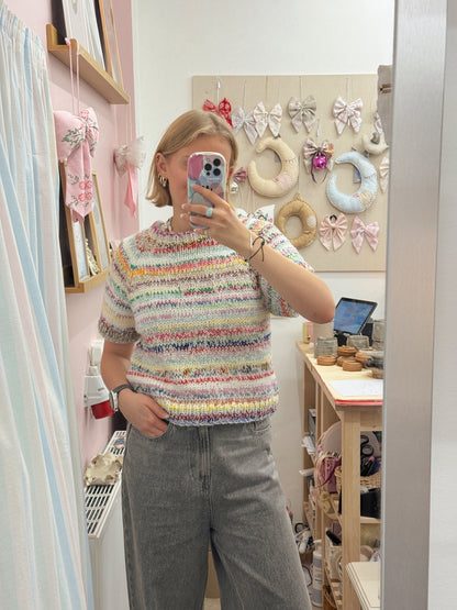 Kortærmet striktrøje | Str. XS