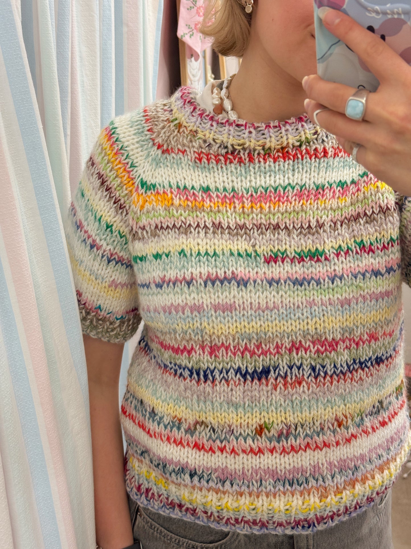 Kortærmet striktrøje | Str. XS