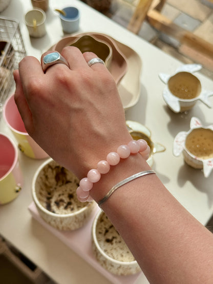 Armbånd m. natursten | Lyserød