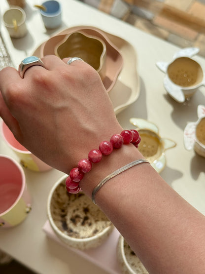 Armbånd m. natursten | Rød/Lilla