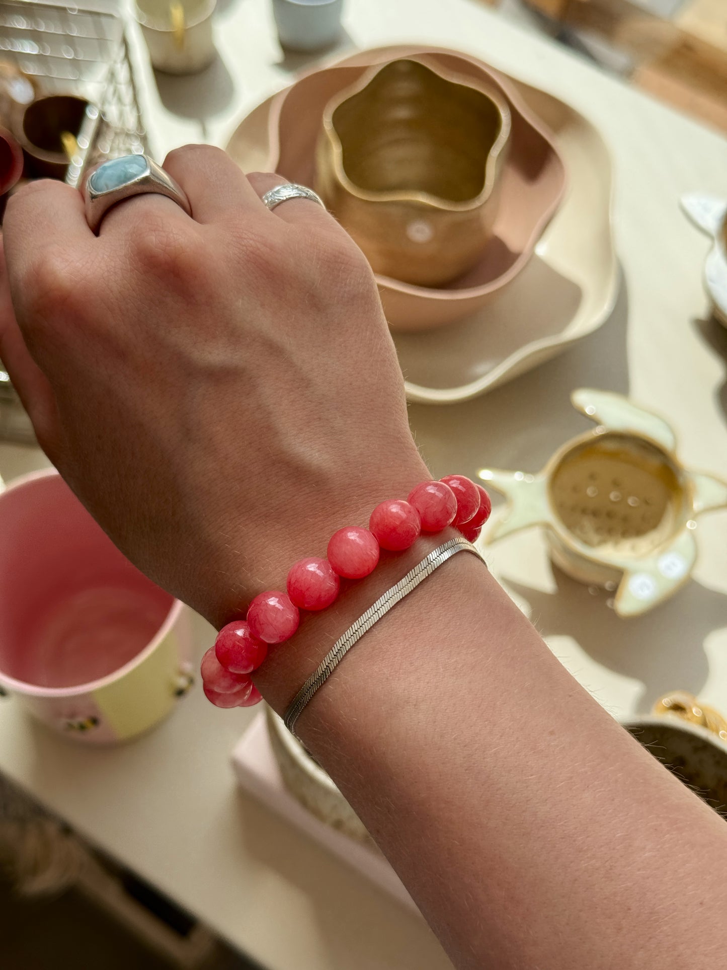 Armbånd m. natursten | Koral