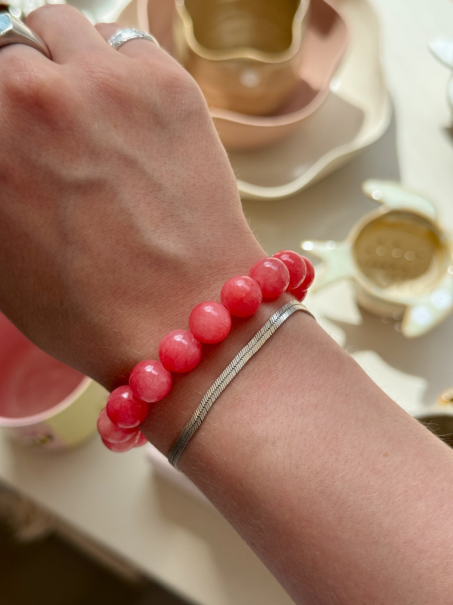 Armbånd m. natursten | Koral