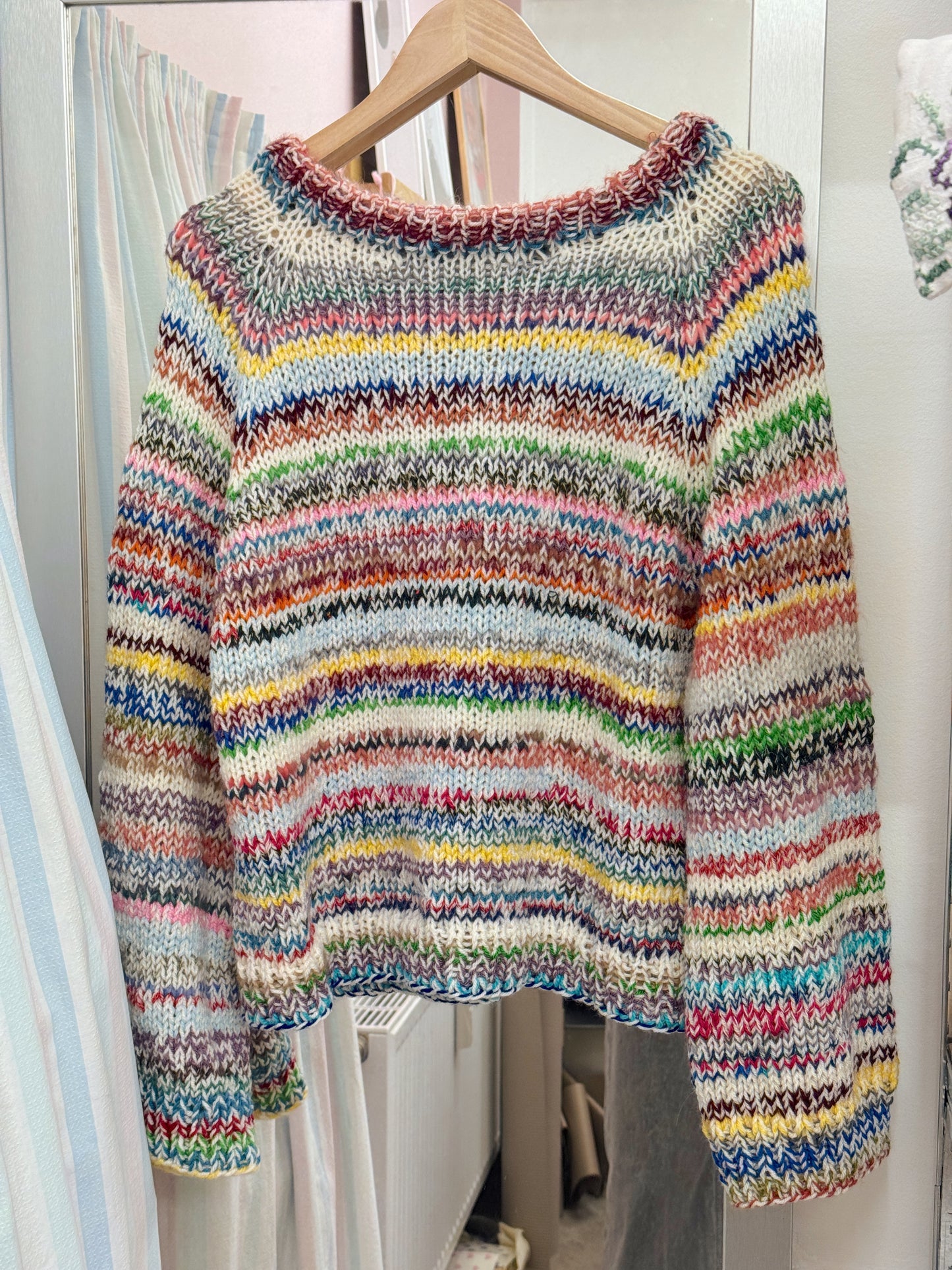 Langærmet striktrøje | Str. L