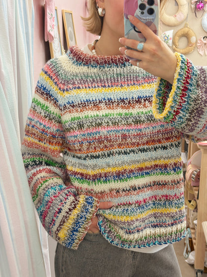 Langærmet striktrøje | Str. L