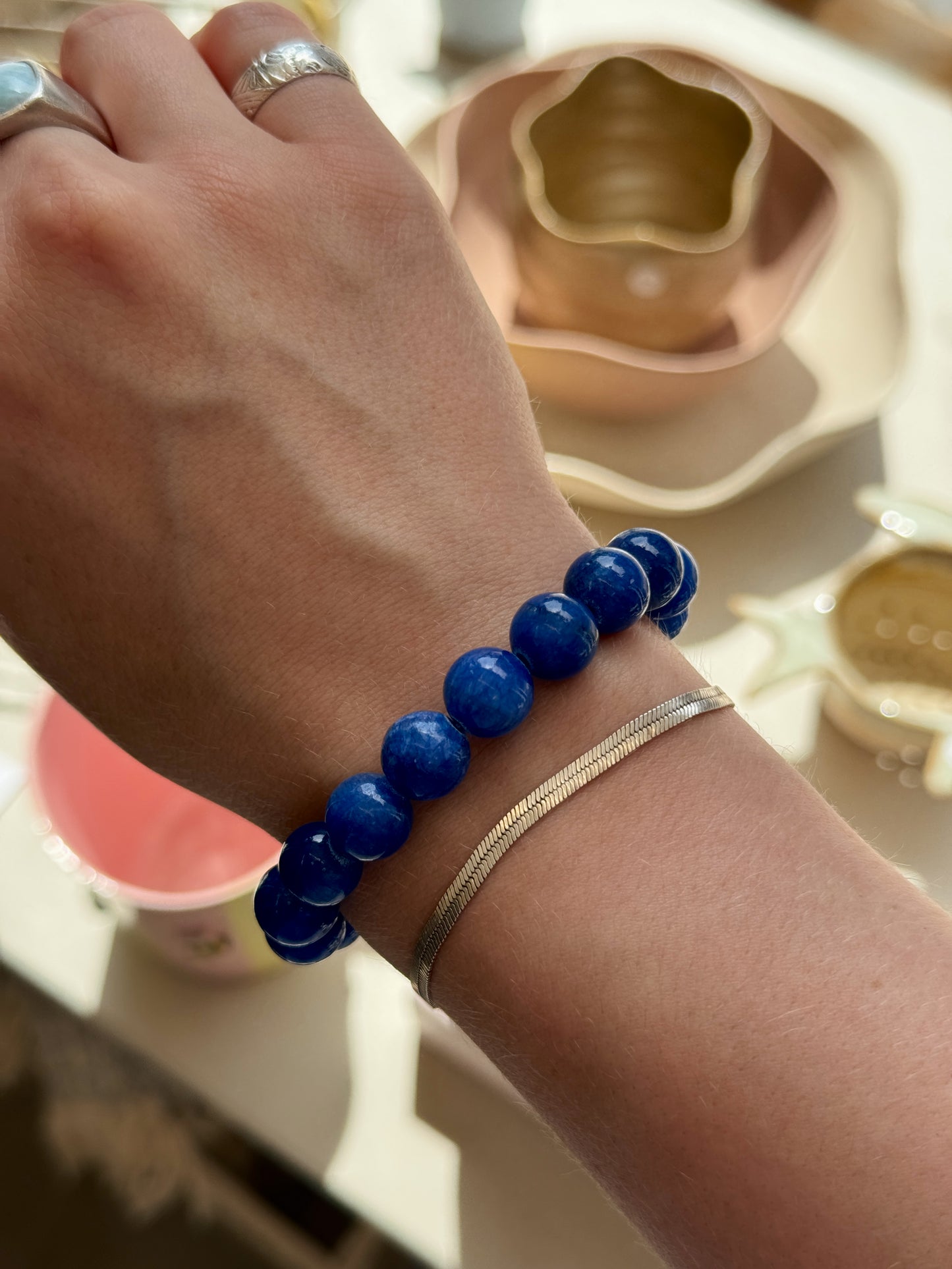 Armbånd m. natursten | Blå