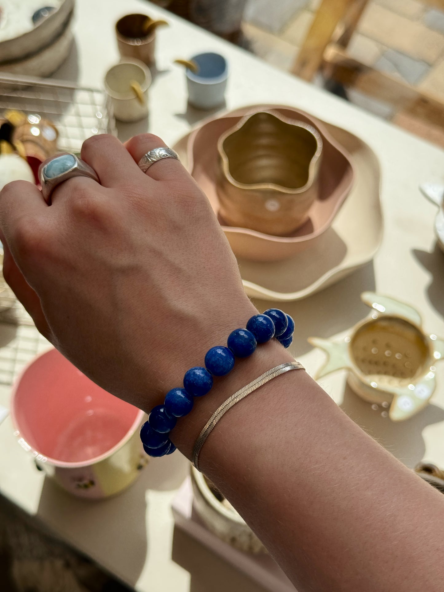 Armbånd m. natursten | Blå