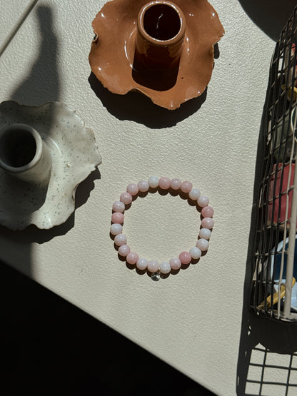 Armbånd m. natursten | Lyserød