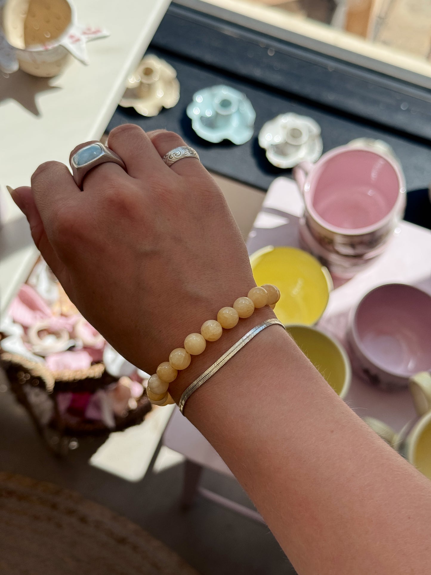 Armbånd natursten/jade | Gul