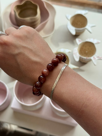 Armbånd m. natursten | Brun