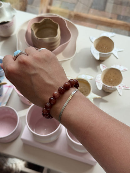 Armbånd m. natursten | Brun