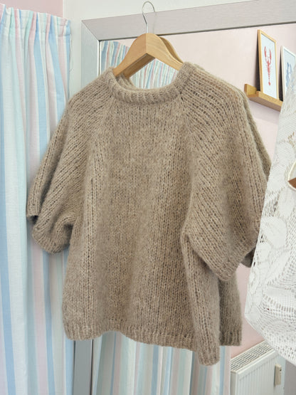 Kortærmet striktrøje | Alpaca/Silke