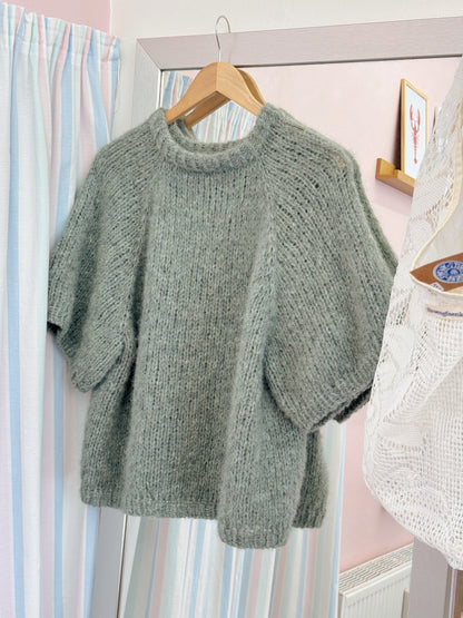 Kortærmet striktrøje | Alpaca/Silke