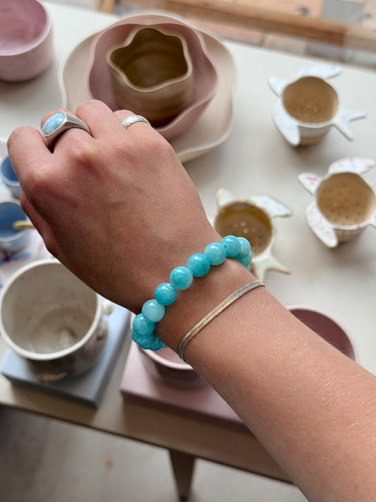 Armbånd m. natursten | Turkis