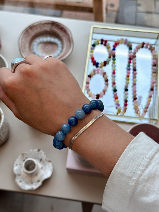 Armbånd m. natursten | Mørkeblå
