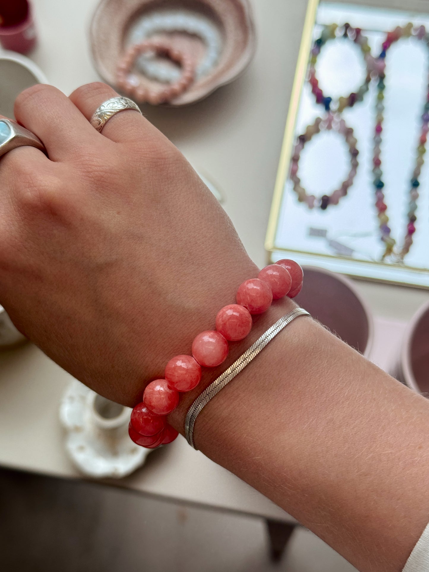 Armbånd m. natursten | Koral (orange)