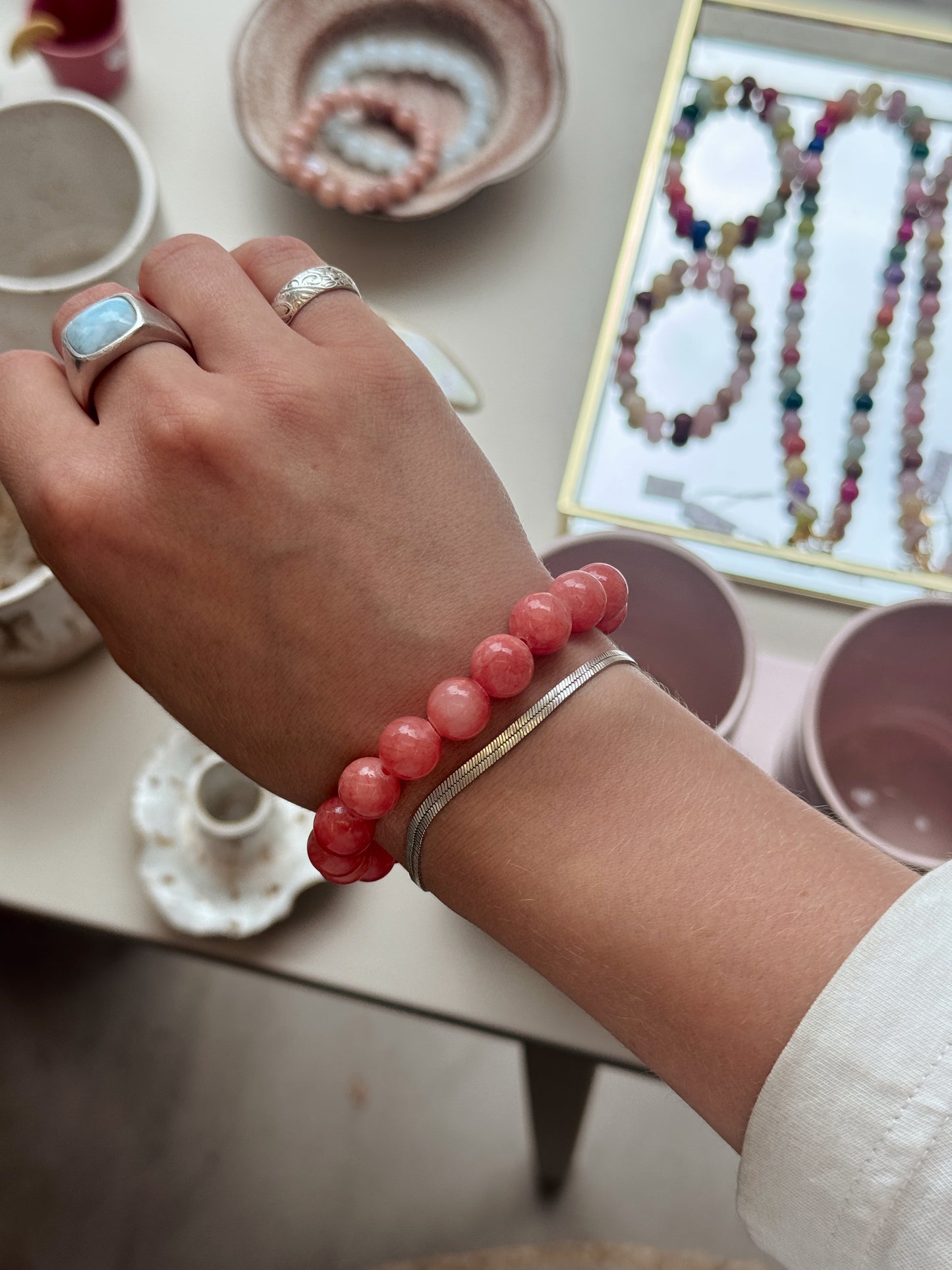 Armbånd m. natursten | Koral (orange)