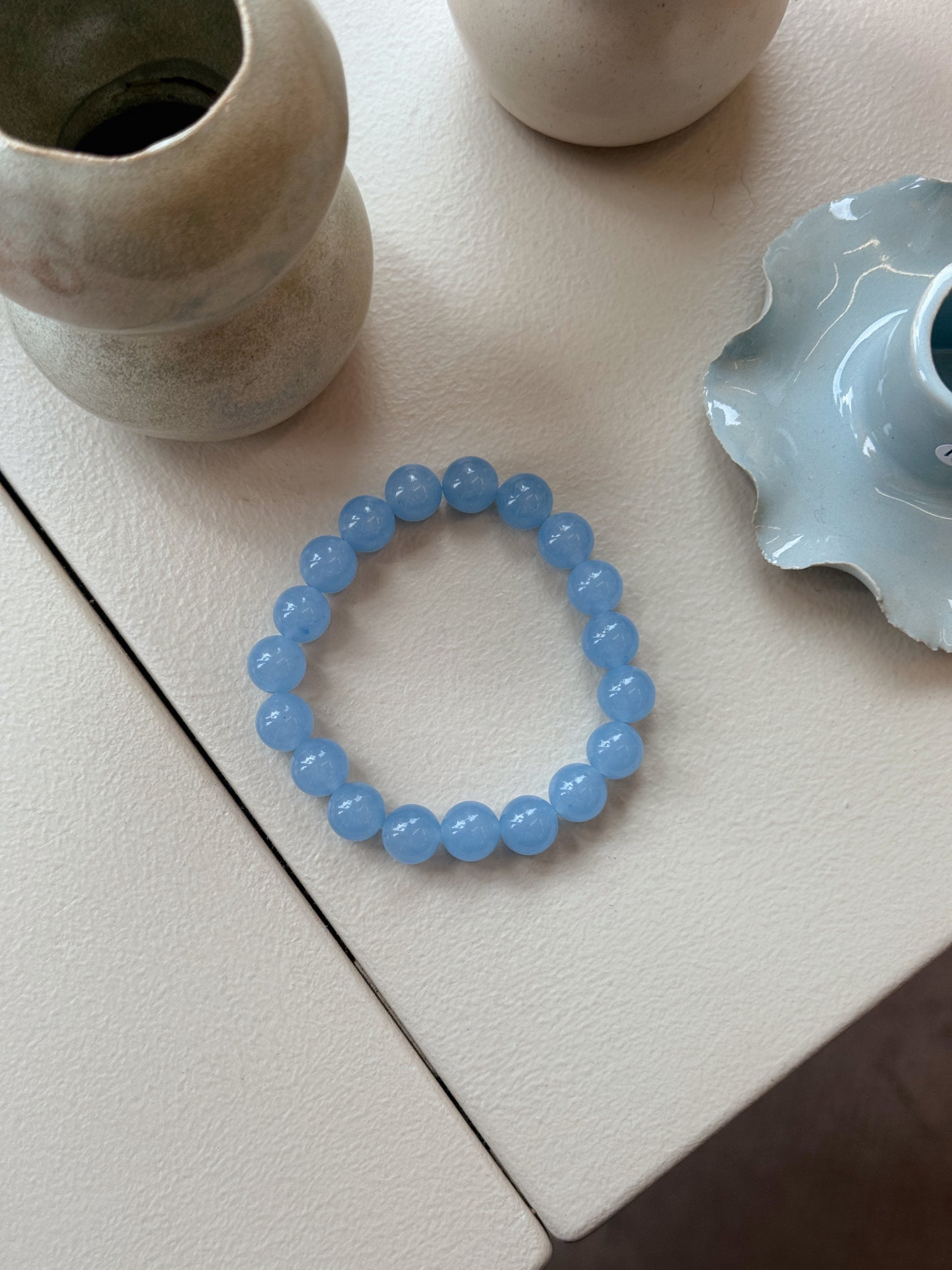 Armbånd m. natursten | Klar blå