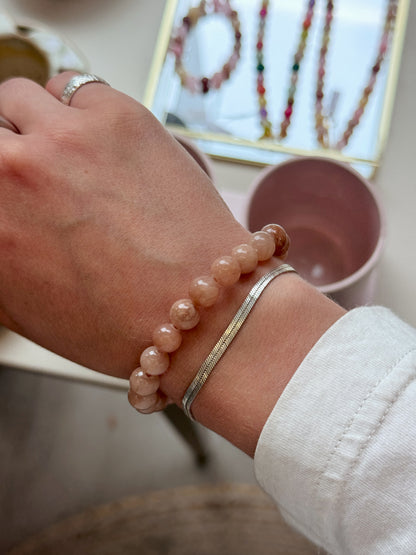 Armbånd m. natursten | Lys brun