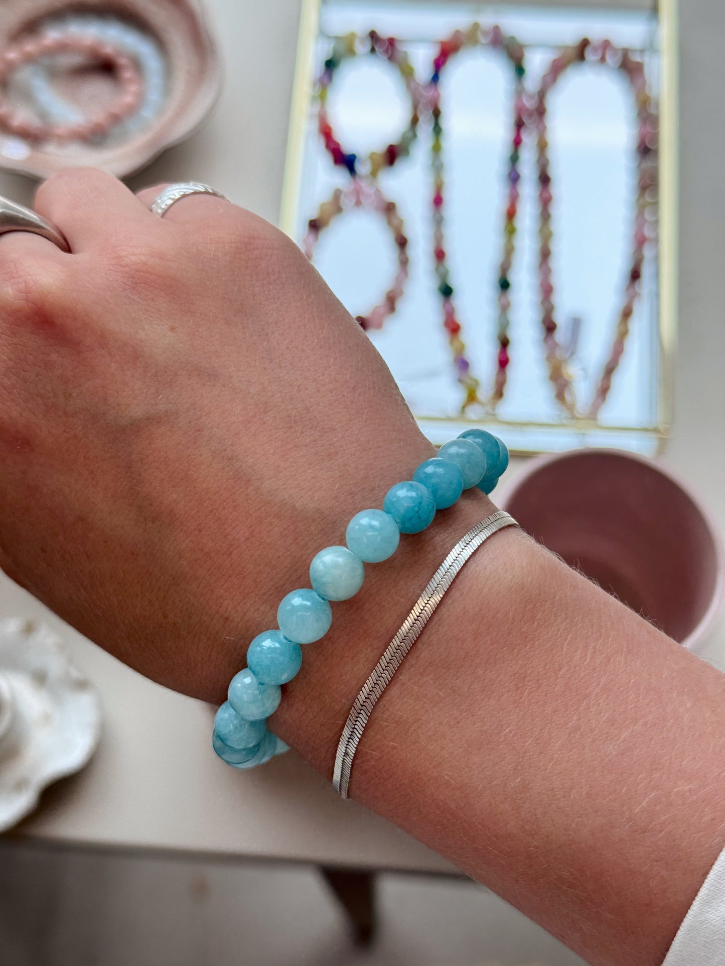 Armbånd m. natursten | Turkis