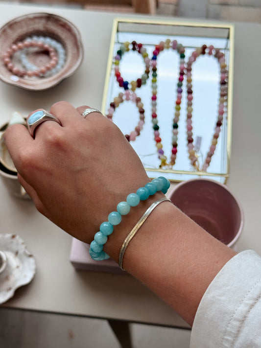 Armbånd m. natursten | Turkis