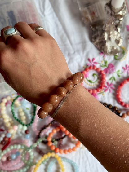 Armbånd m. natursten | Lys brun