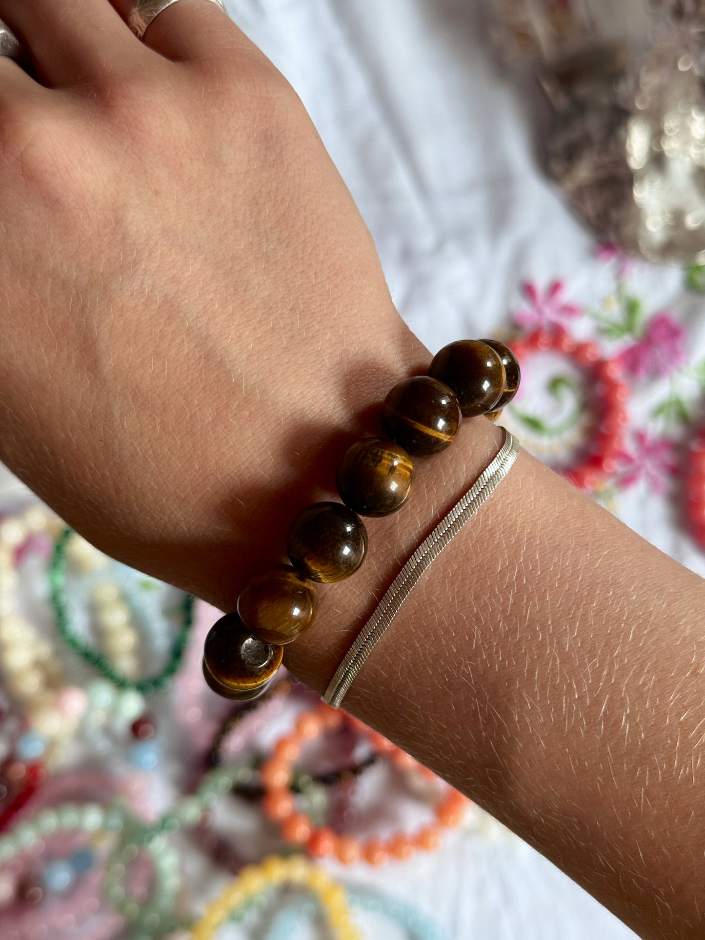 Armbånd m. natursten | Brun