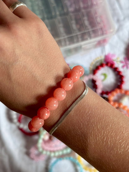 Armbånd m. natursten | Lys koral