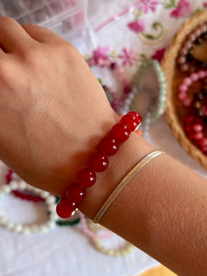 Armbånd natursten/jade | Mørk rød