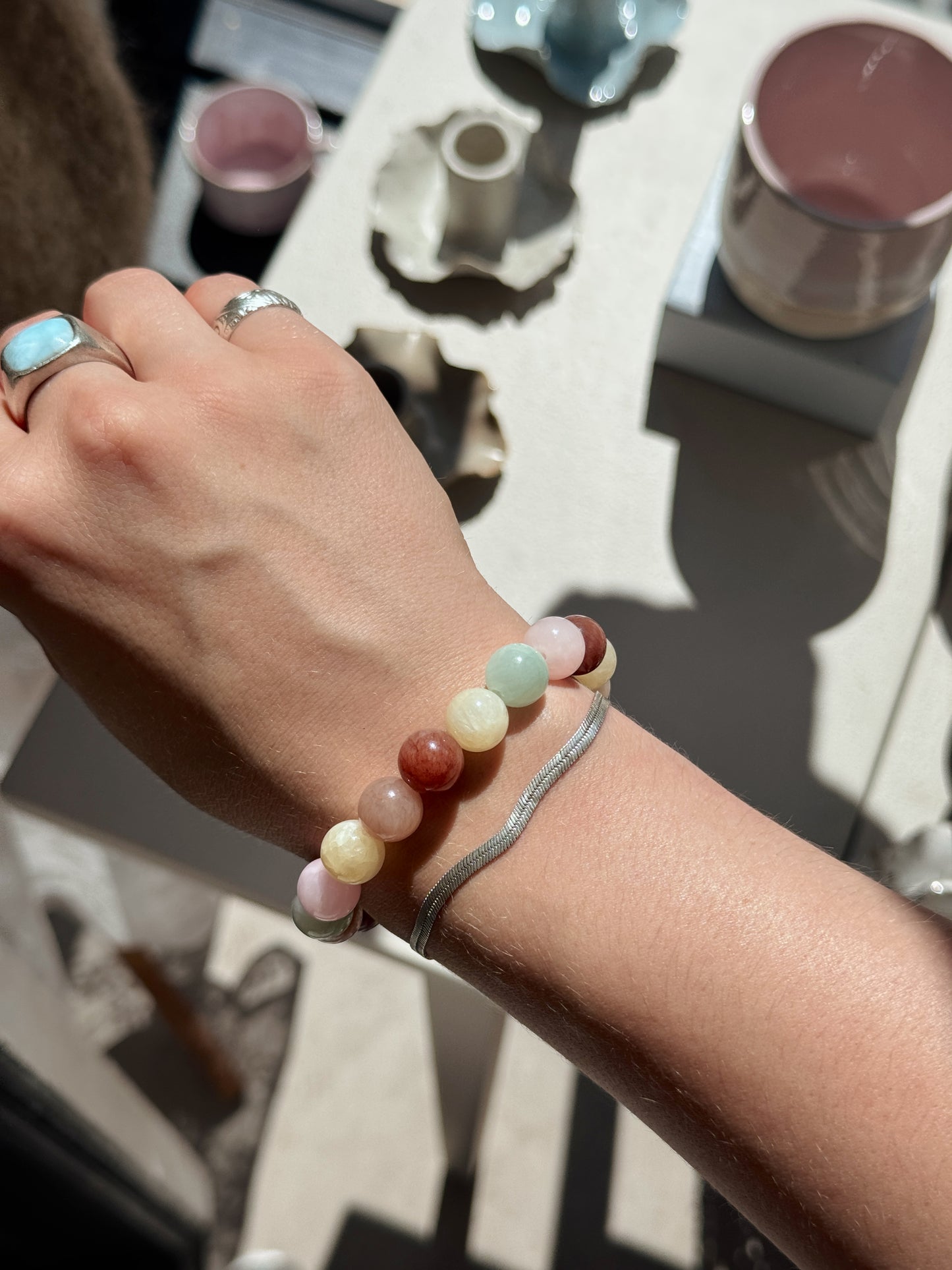 Armbånd m. natursten | Multi