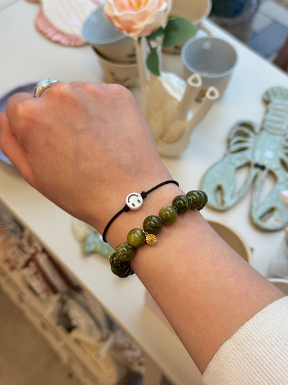 Armbånd m. natursten | Grøn