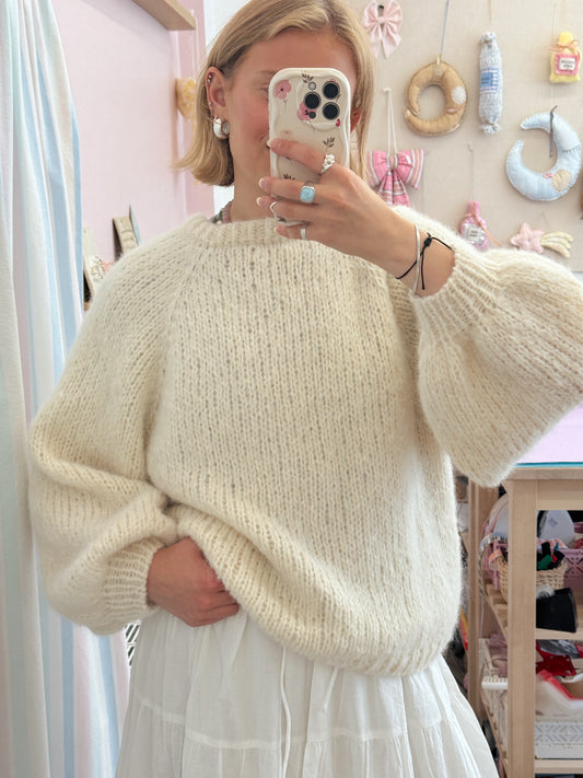 Langærmet striktrøje | Alpaca/Silke