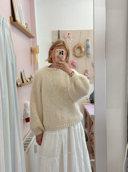 Langærmet striktrøje | Alpaca/Silke