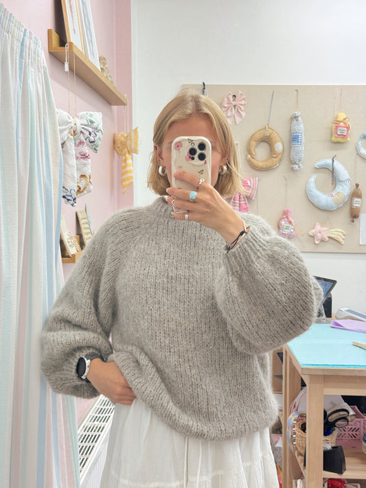 Langærmet striktrøje | Alpaca/Silke