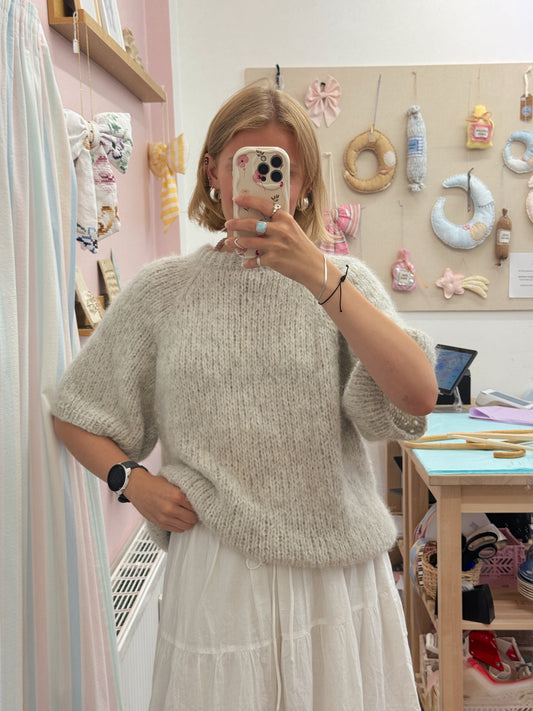 Kortærmet striktrøje | Alpaca/Silke
