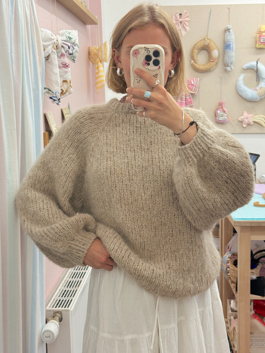 Langærmet striktrøje | Alpaca/Silke