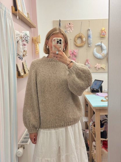 Langærmet striktrøje | Alpaca/Silke